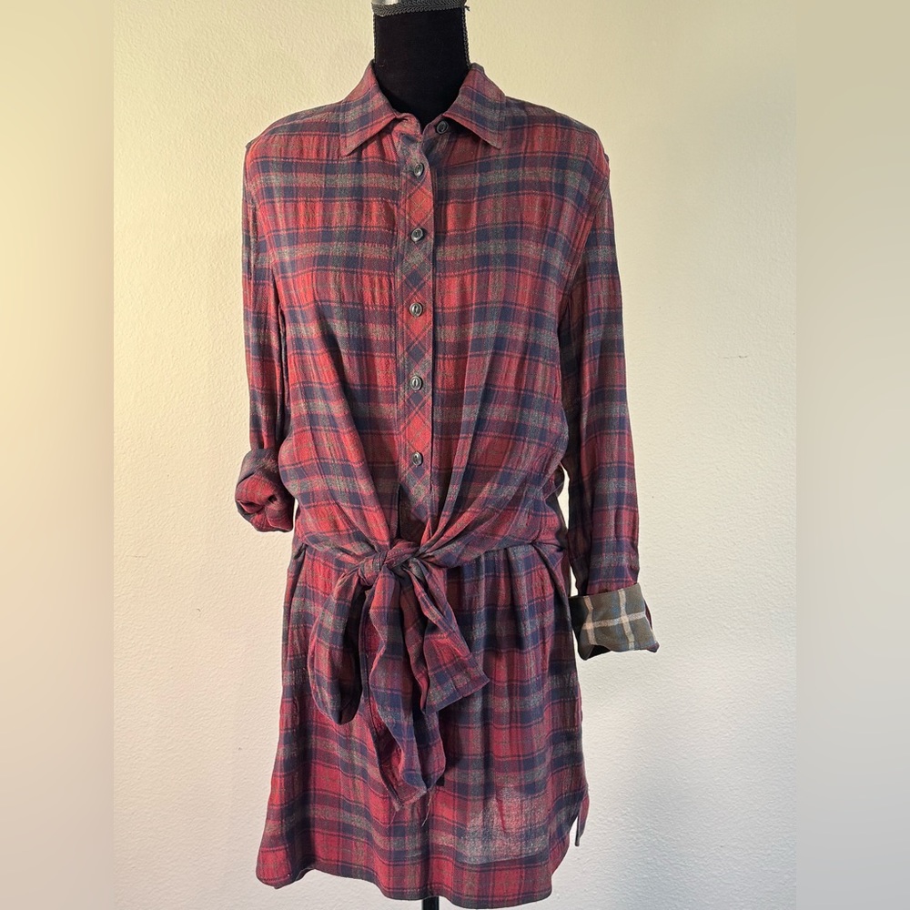 Rag & Bone Mini Dress NWT Size Medium Plaid Shirt Dress